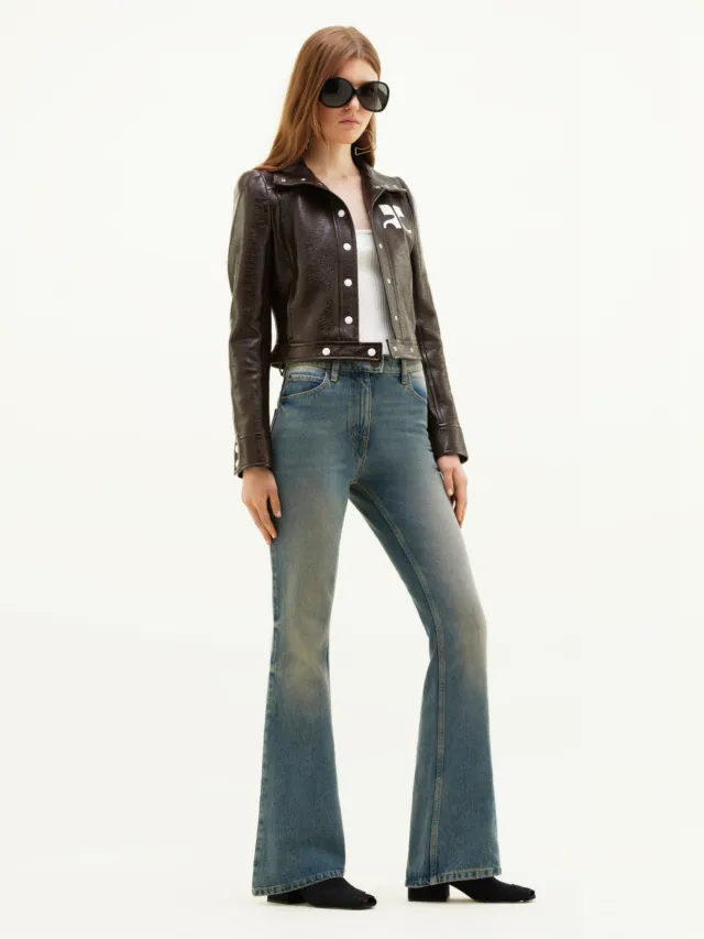 Vinyl Straight Hem Cropped Jacket