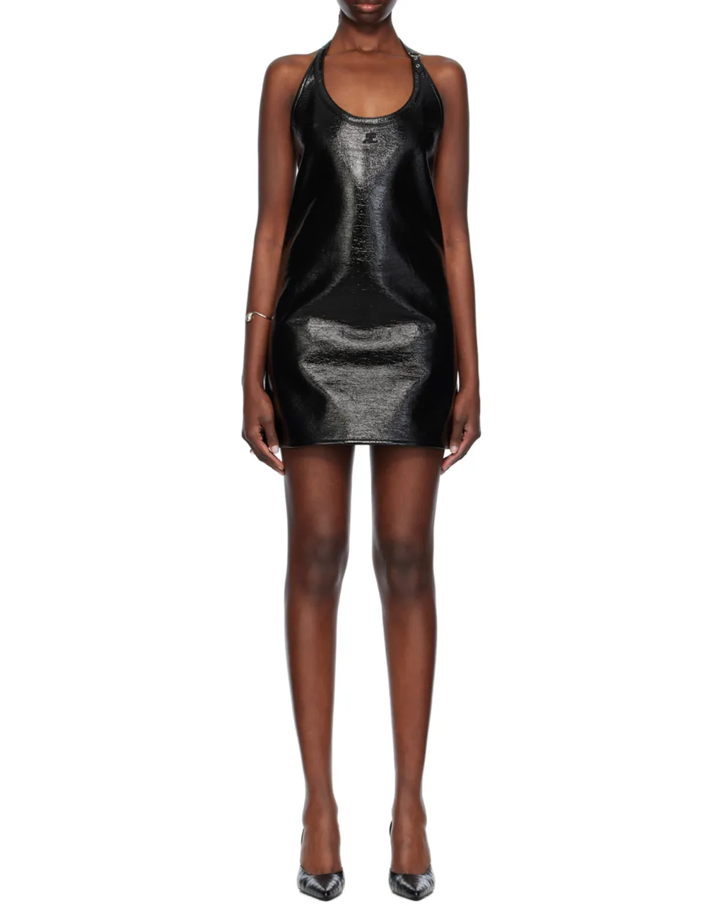 Buckle Babydoll Vinyl Mini Dress