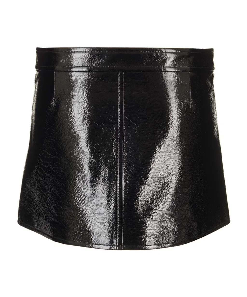 Buckle Zipped Vinyl Mini Skirt
