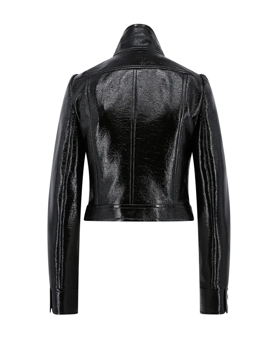 Vinyl Straight Hem Cropped Jacket