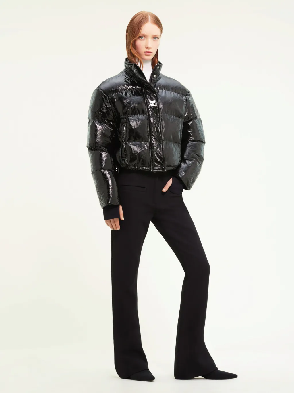 Vinyl High Neck Puffer Jacket