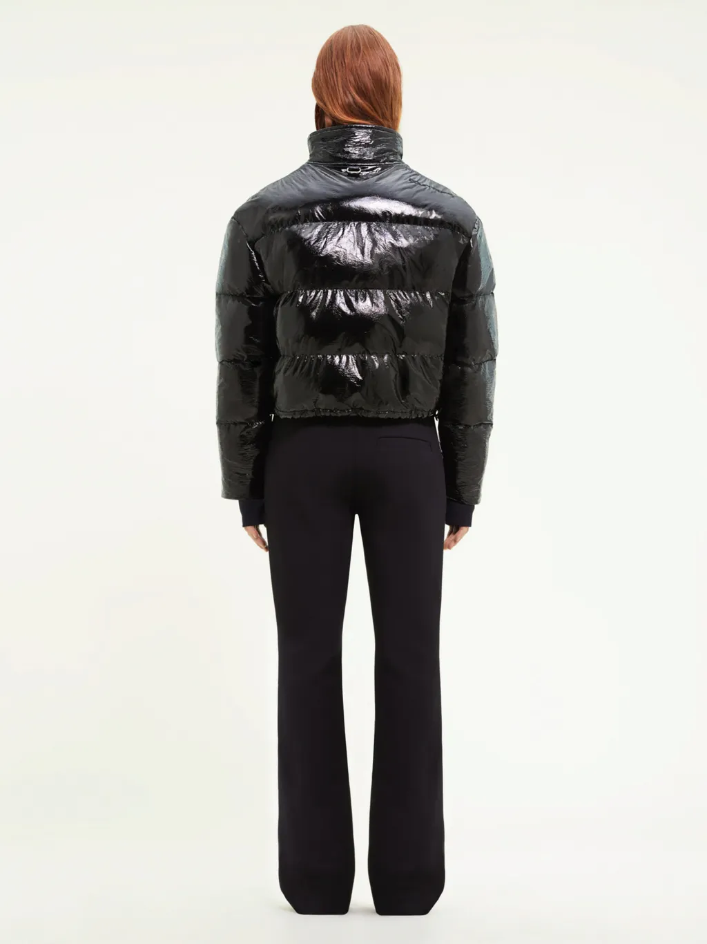 Vinyl High Neck Puffer Jacket