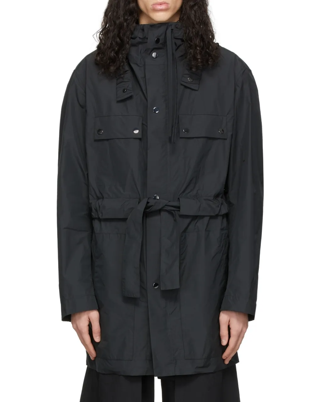 Tied-Waist Parka Coat