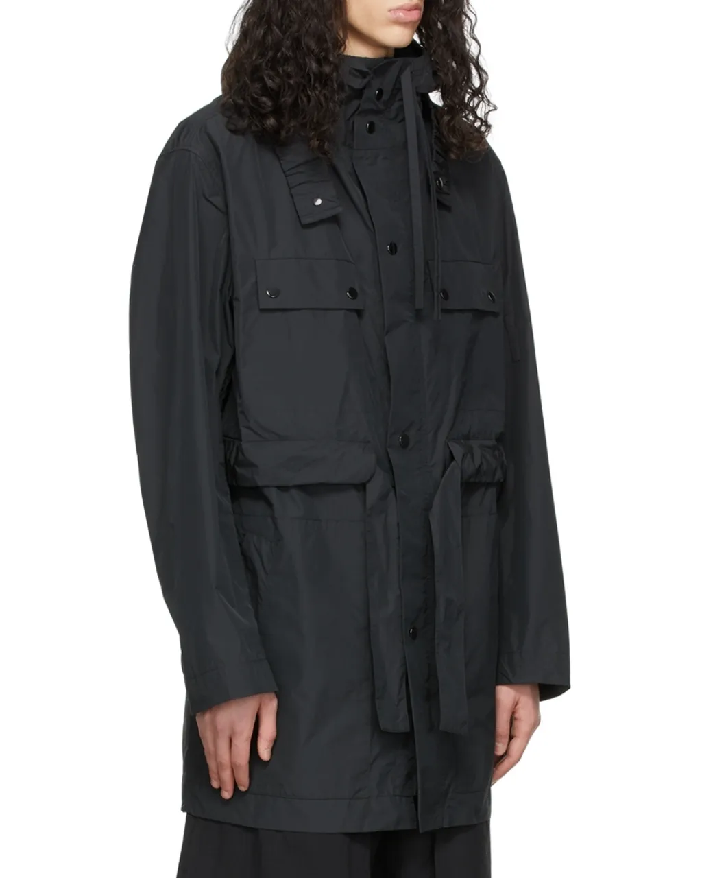 Tied-Waist Parka Coat