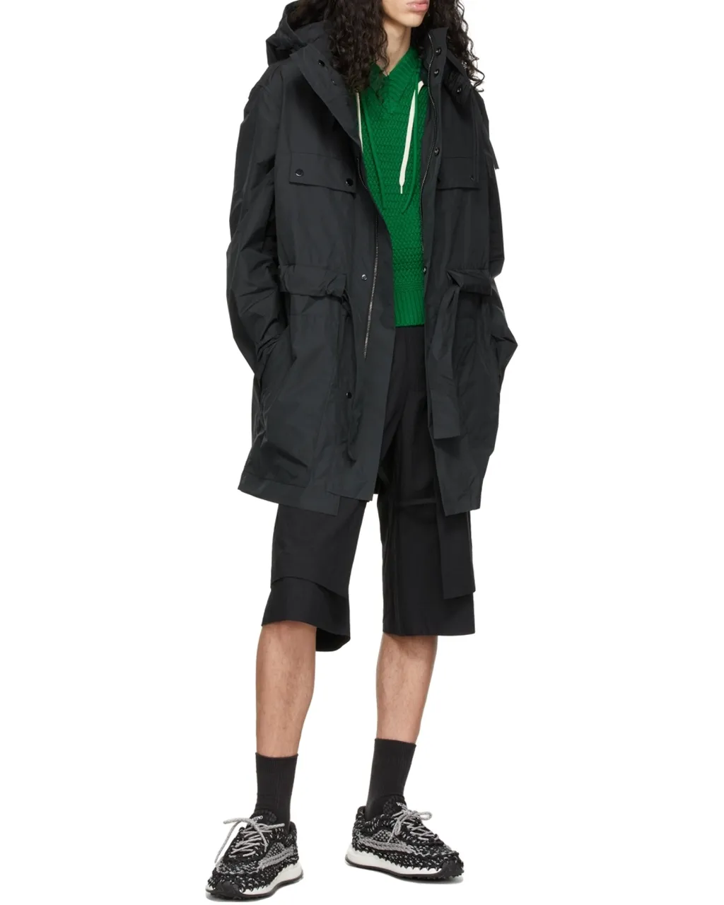 Tied-Waist Parka Coat