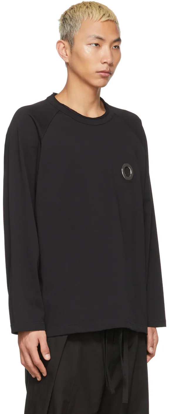 Eyelet Crew-Neck Long-Sleeve Top