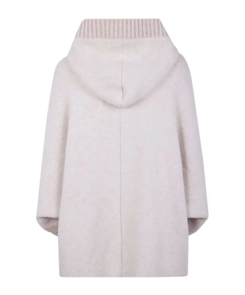 Hooded Wool Zip-Fastening Coat