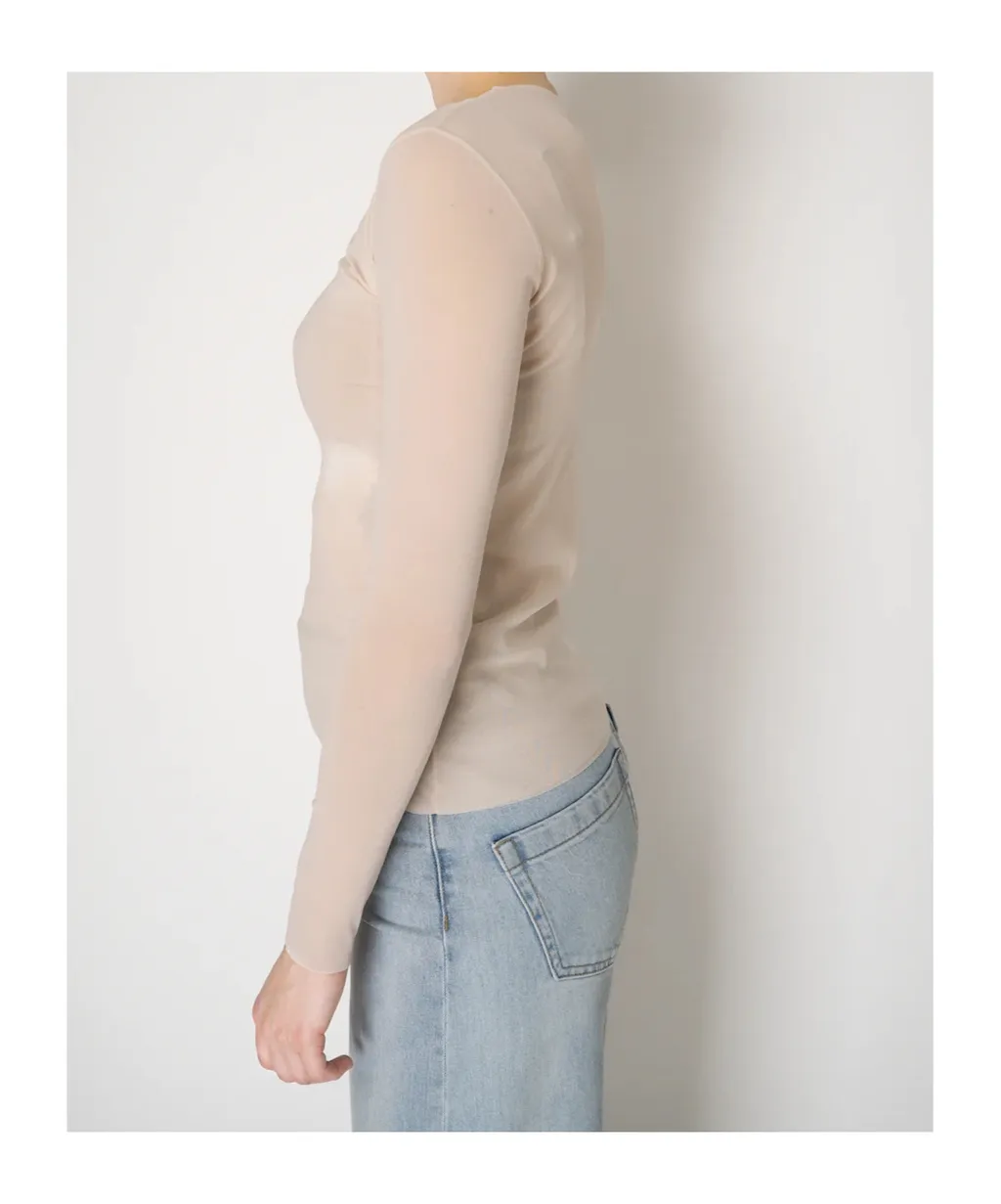 Tulle Crew Neck Blouse