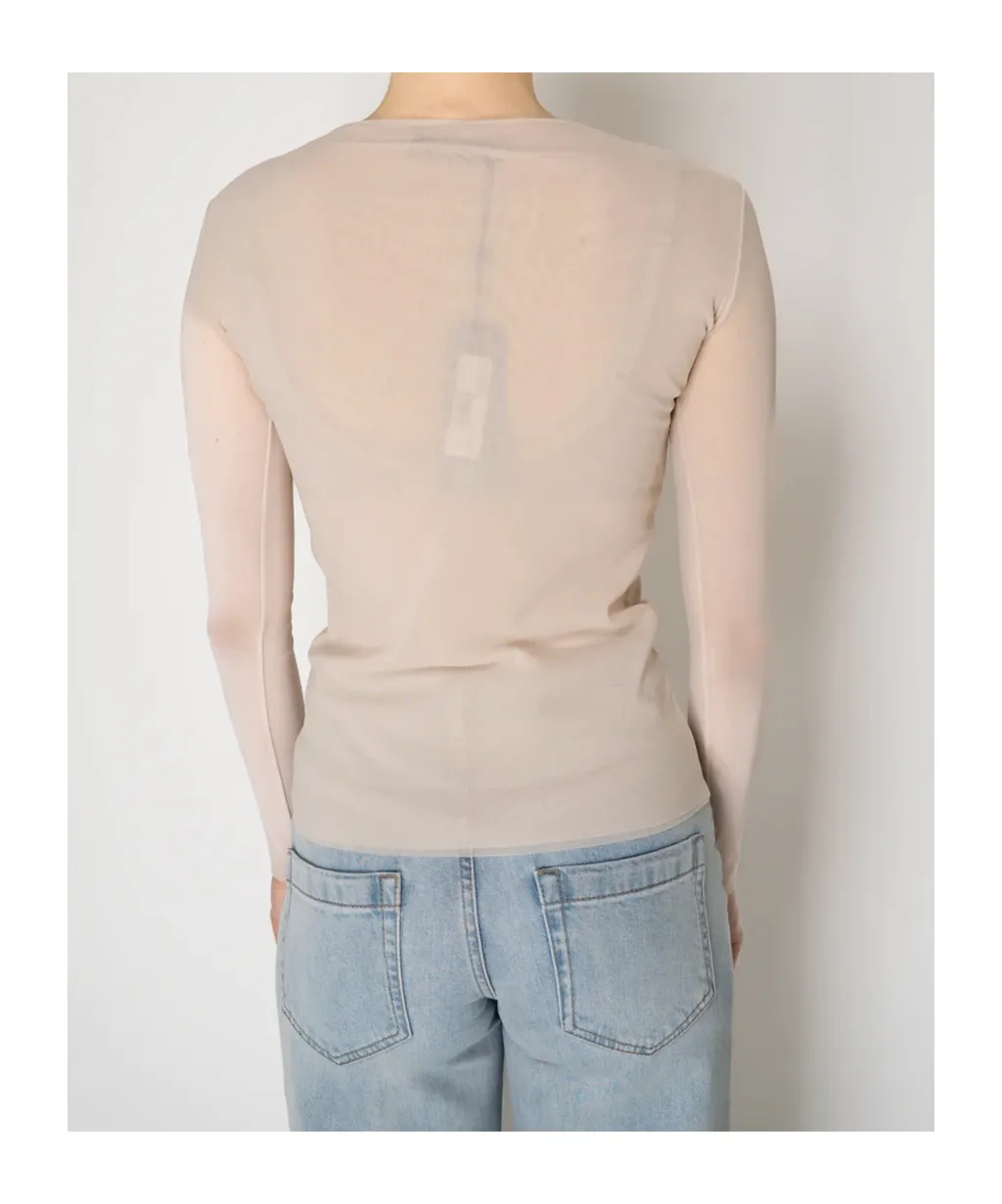 Tulle Crew Neck Blouse