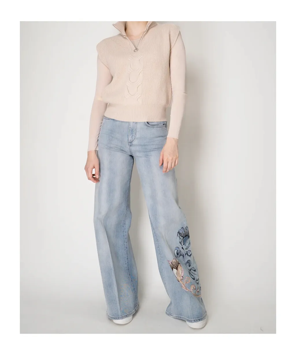 Tulle Crew Neck Blouse