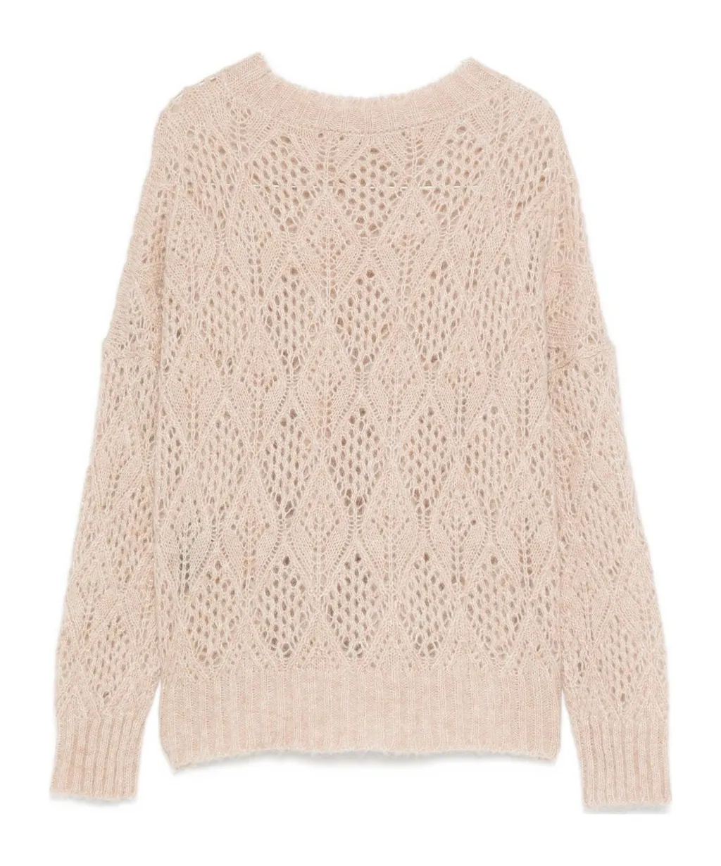 Open-Knit Round-Neck Sweater