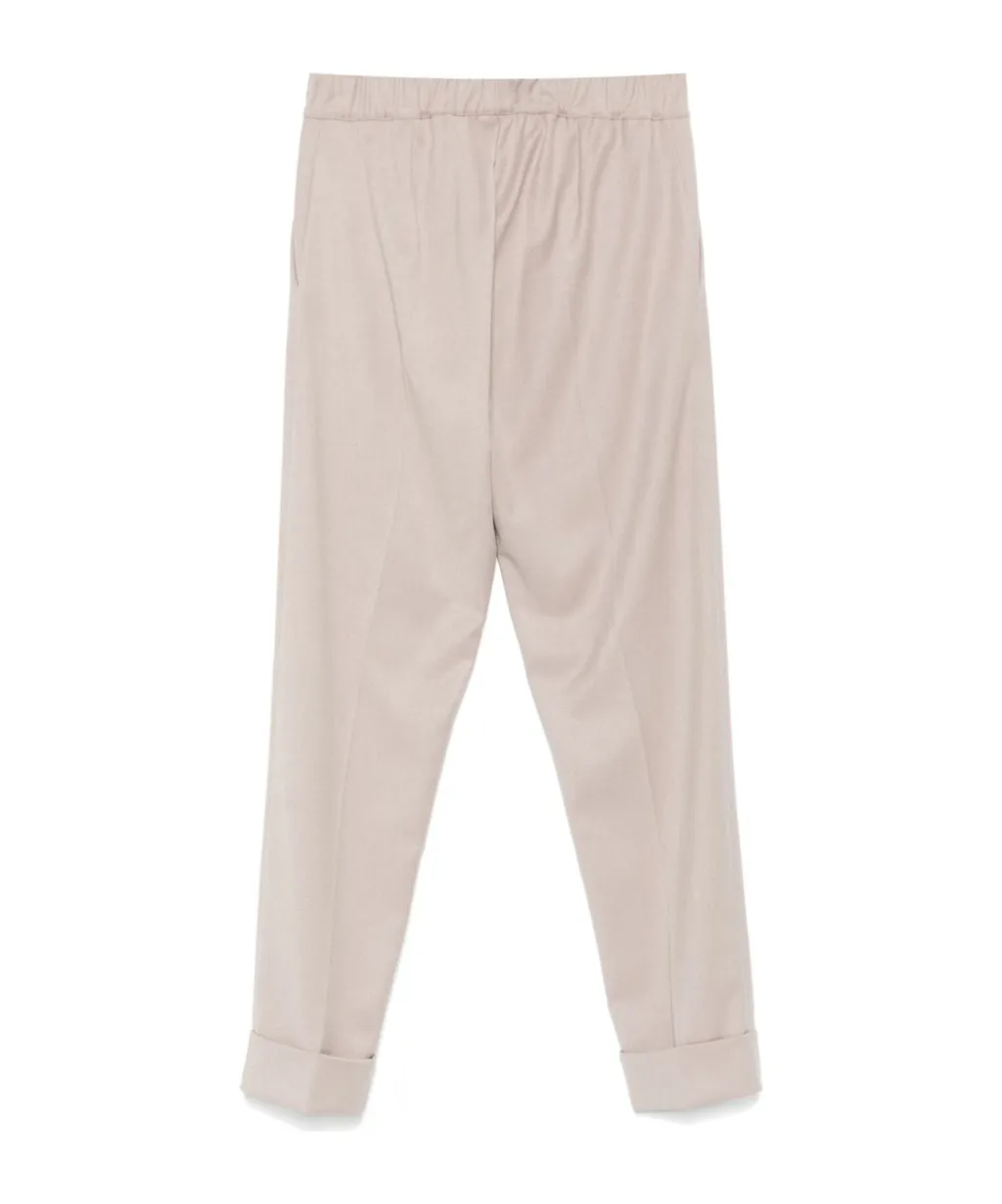 Elastic Waist Turn-Up Pants