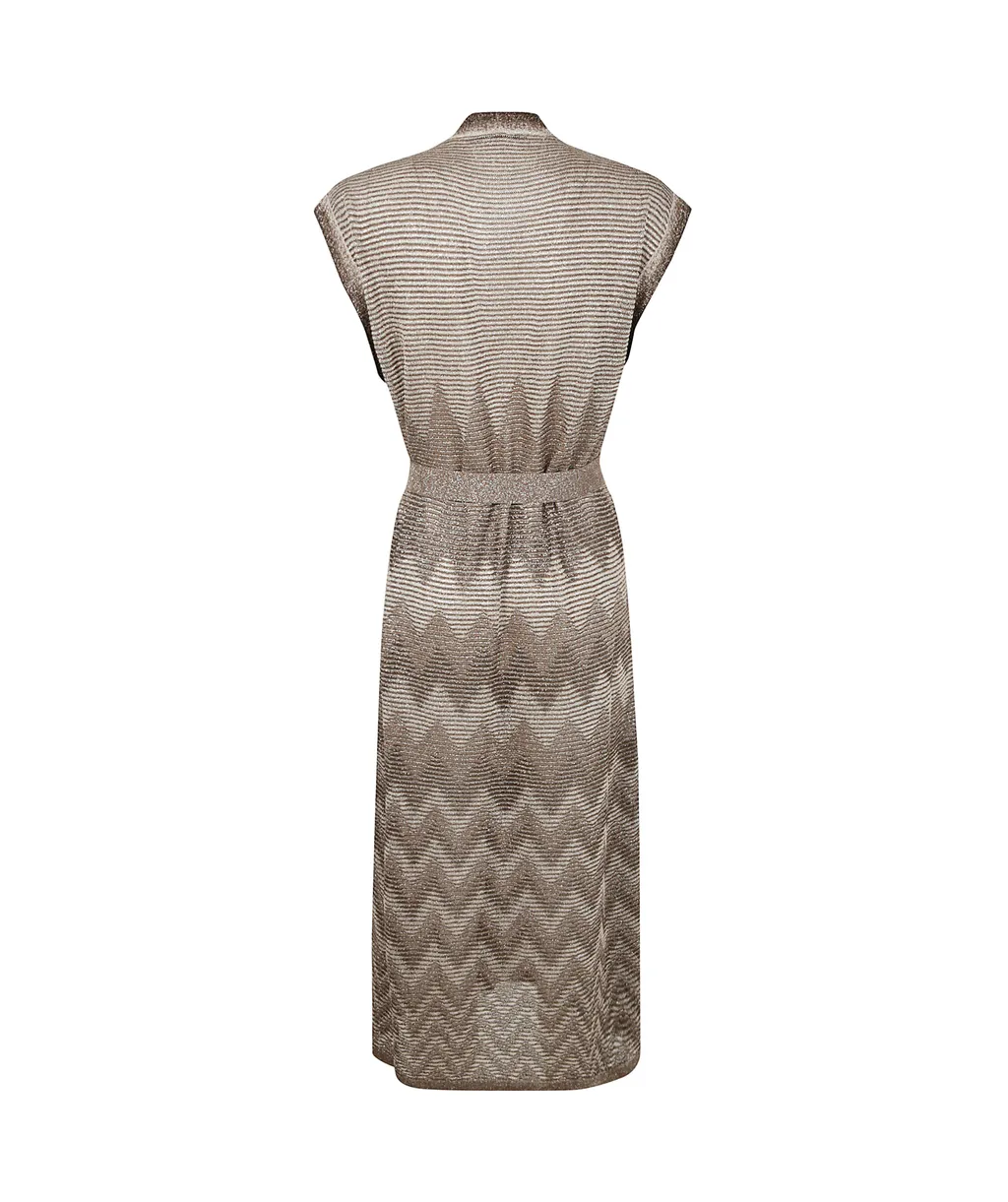 Chevron Knit Belted Dress