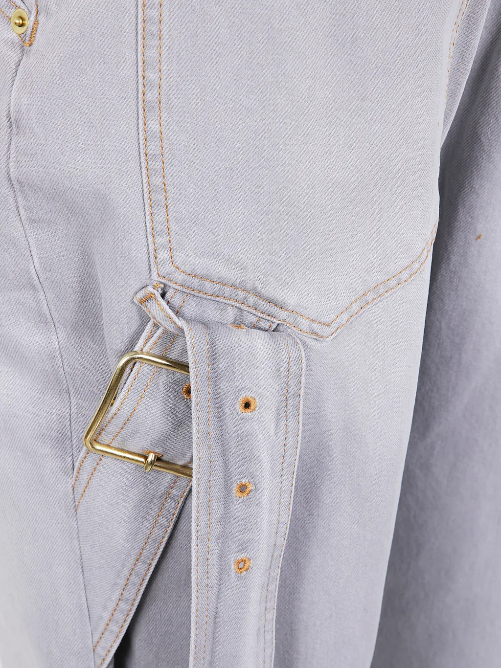 Belt Adorned Loose Fit Denim