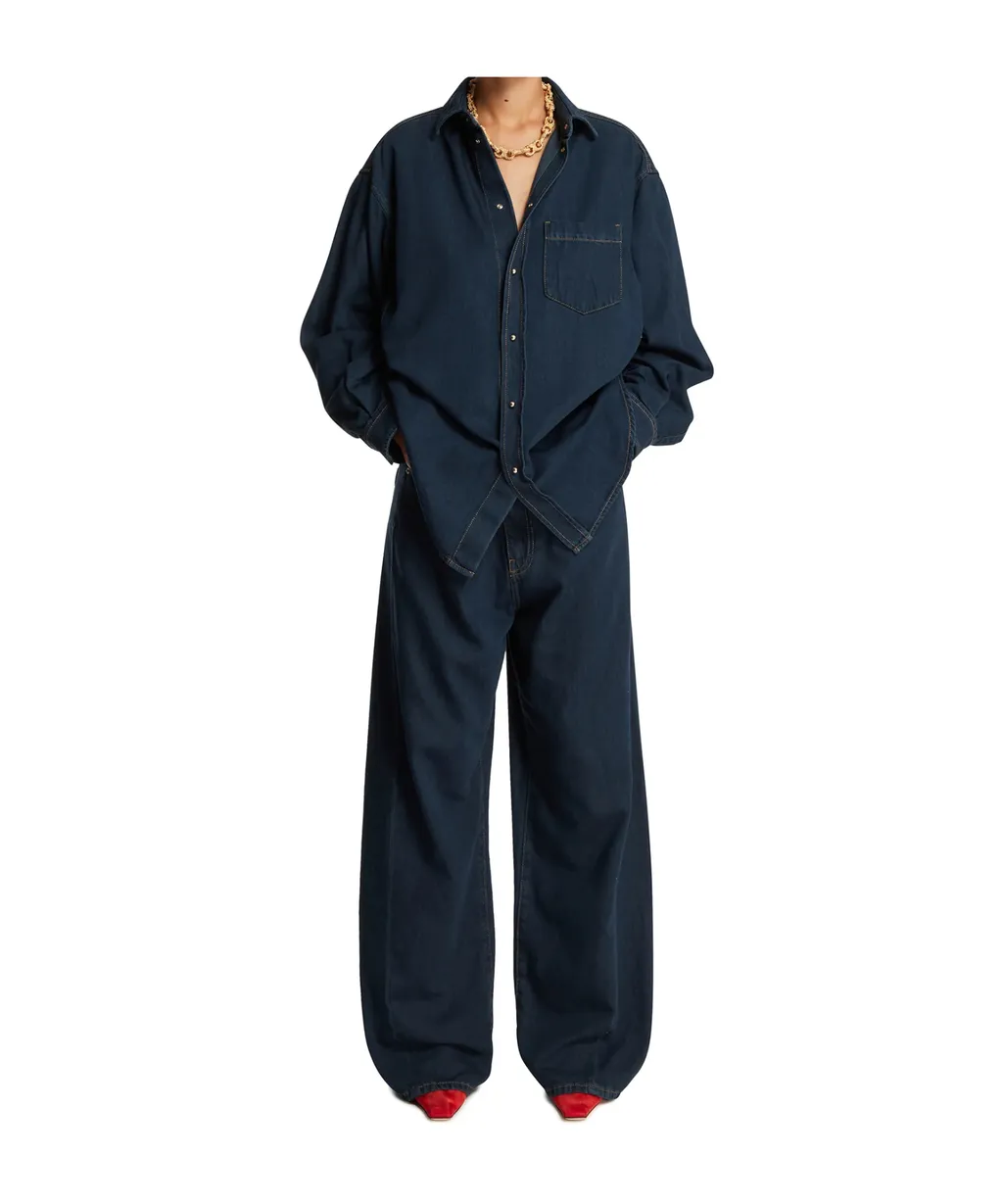 Long-Sleeved Denim Shirt