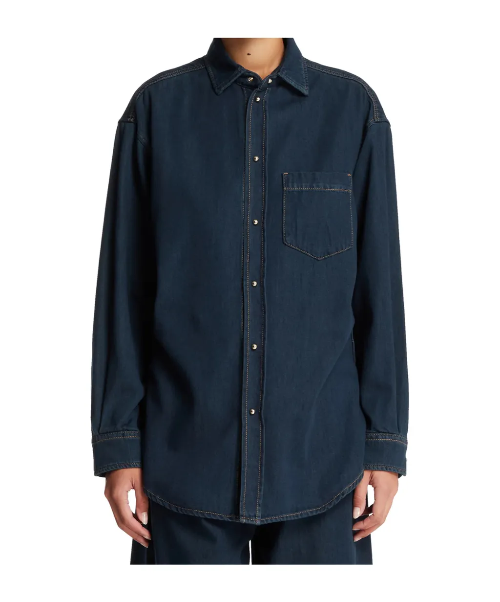 Long-Sleeved Denim Shirt