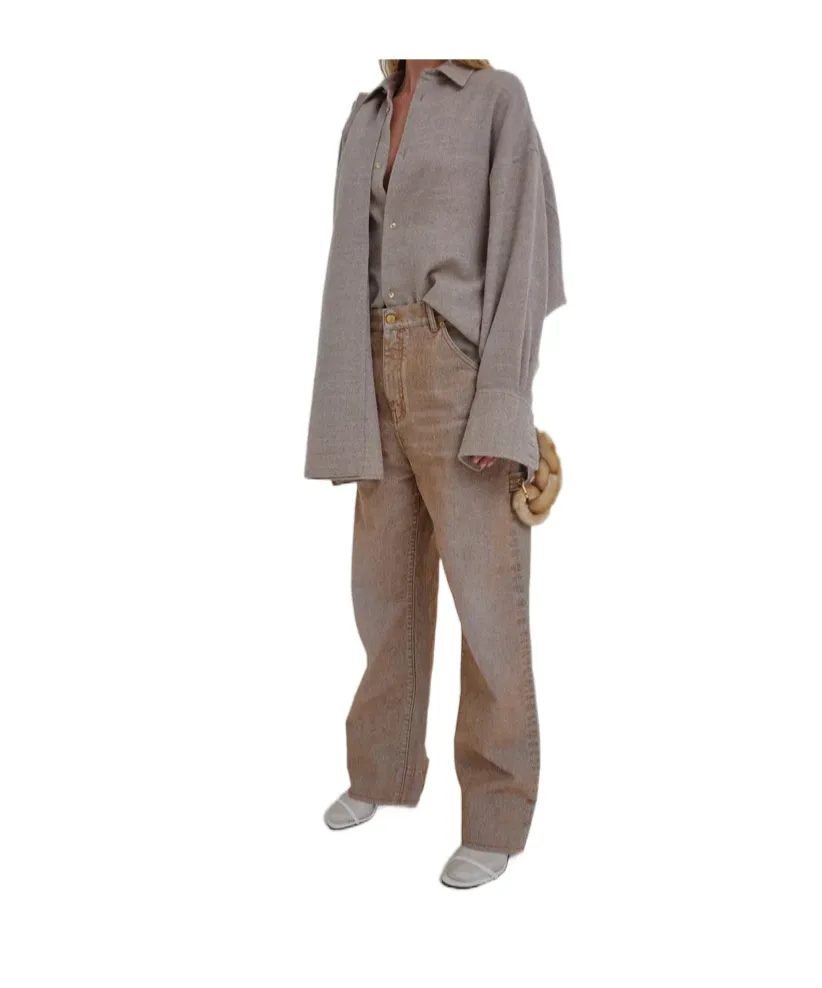 Lisa Chain Adorned Loose Fit Carpenter Flock Jeans