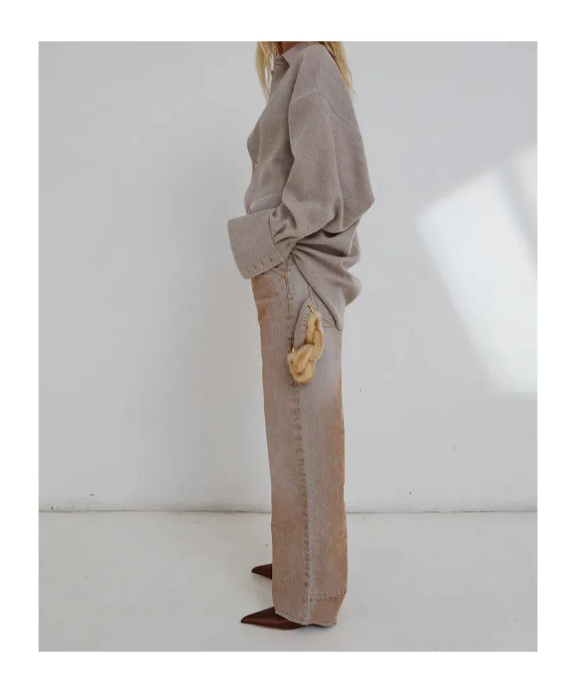 Lisa Chain Adorned Loose Fit Carpenter Flock Jeans