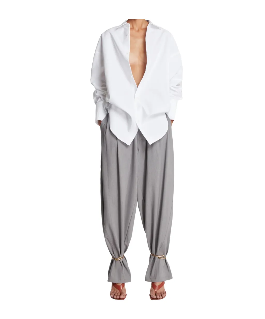 Long-Sleeve Curved-Hem Shirt