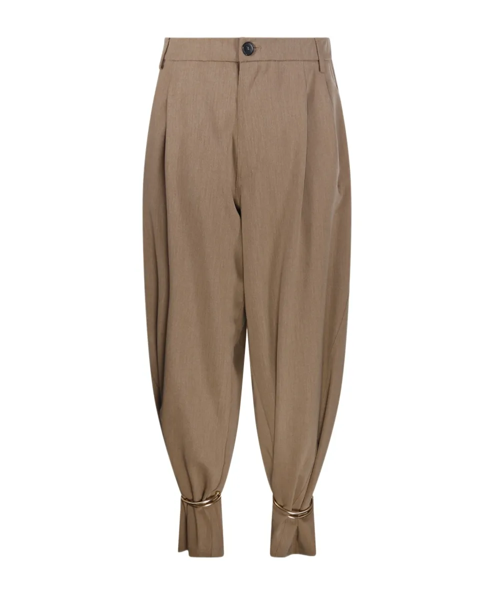 Pleated Cuffed Tapered Trousers