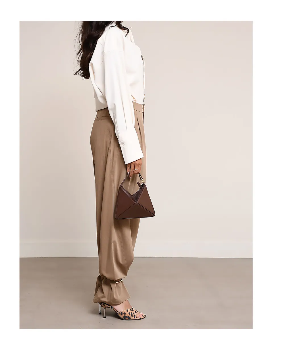 Pleated Cuffed Tapered Trousers