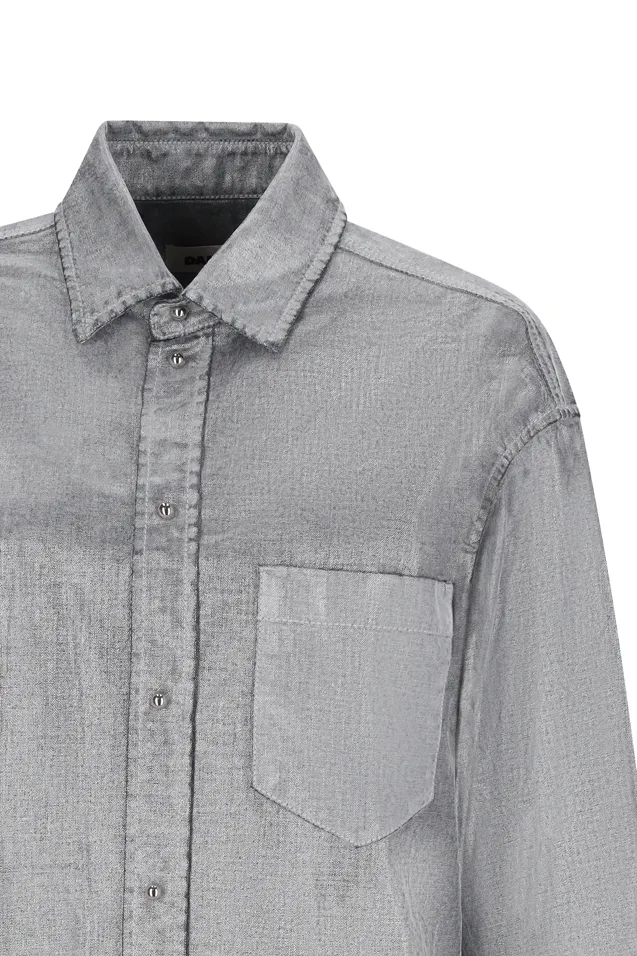 Denim-Effect Collared Shirt