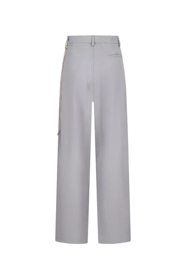 Chain-Detailed Straight Trousers