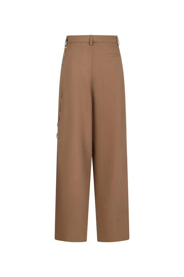 Chain-Embellished Pleated Trousers