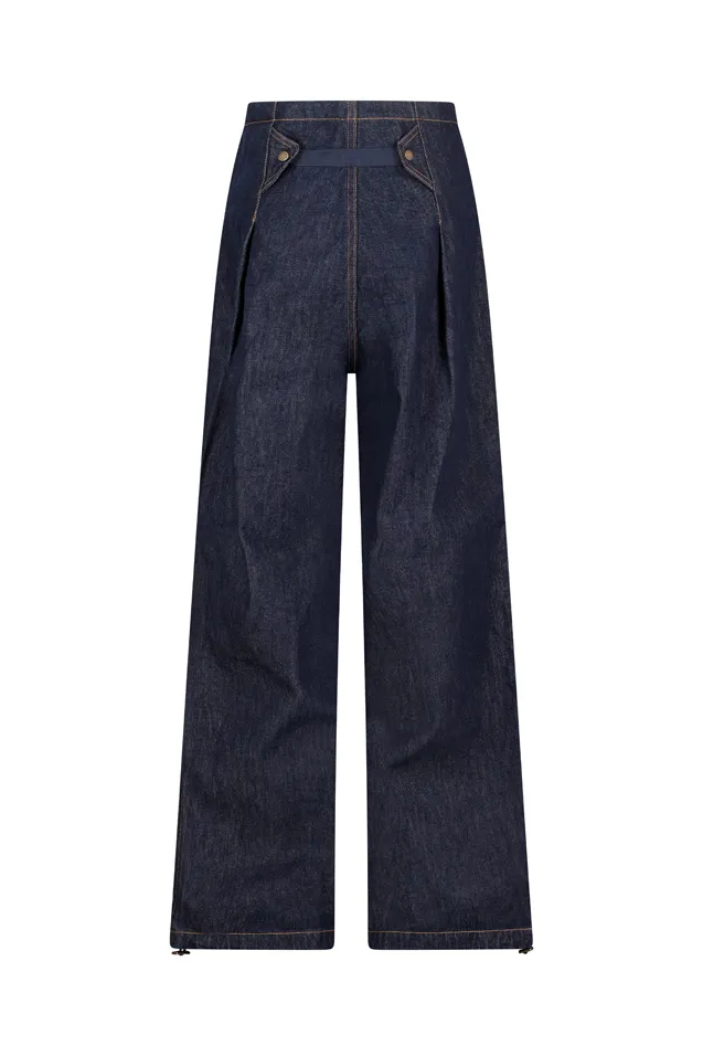 Daisy Contrast-Stitching Wide Leg Jeans