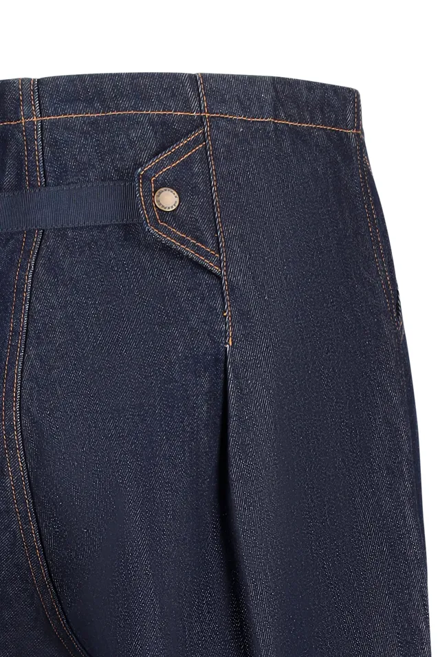 Daisy Contrast-Stitching Wide Leg Jeans