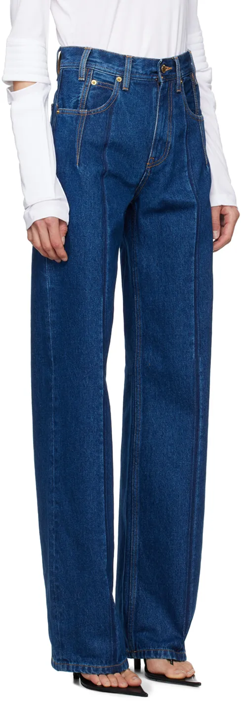 Lu Jeans With Pleated Effect Blue