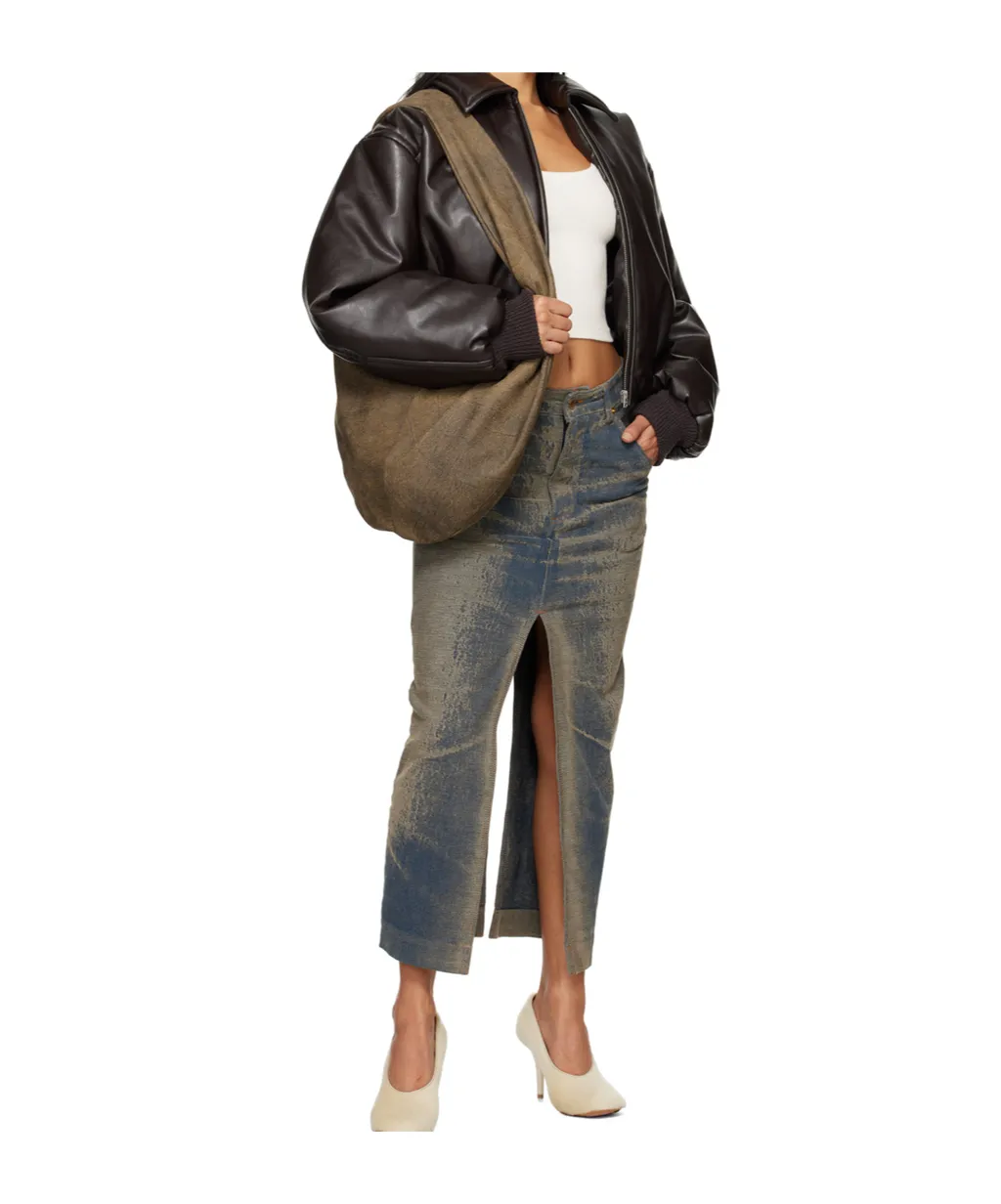 Elasticated Denim Half-Length Skirt