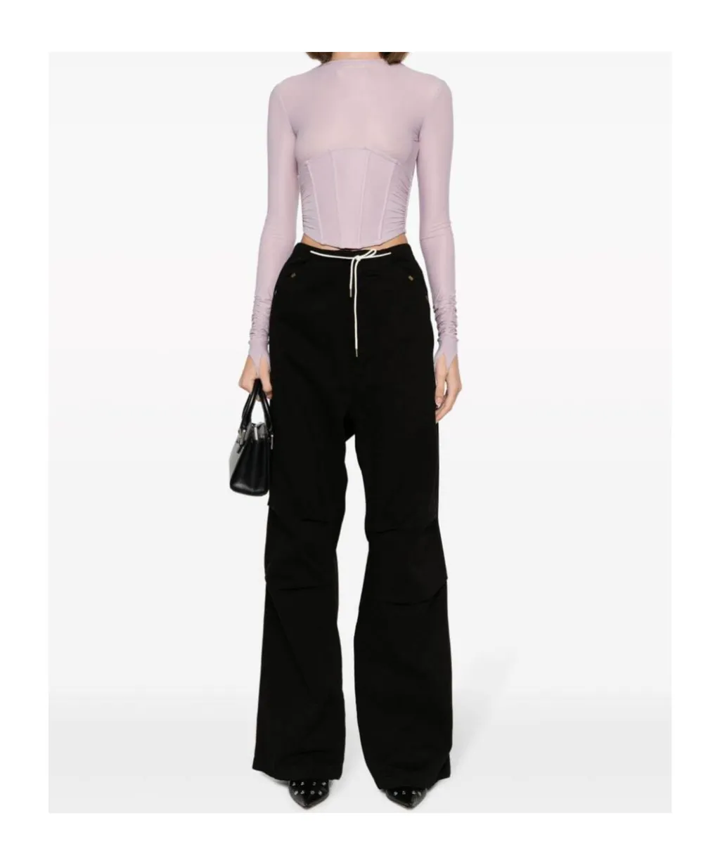 Drawstring-Waistband Cotton Trousers