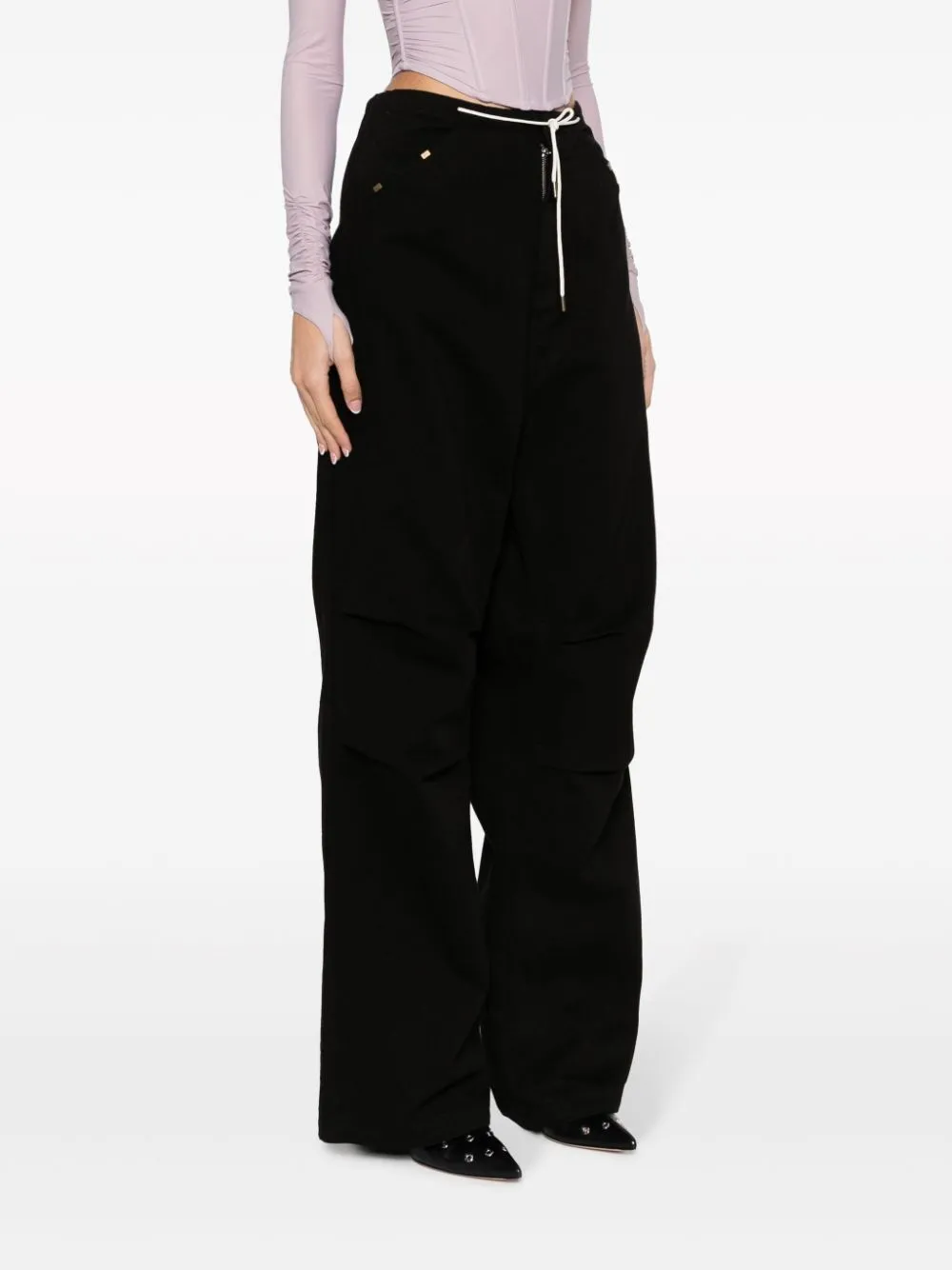 Drawstring-Waistband Cotton Trousers