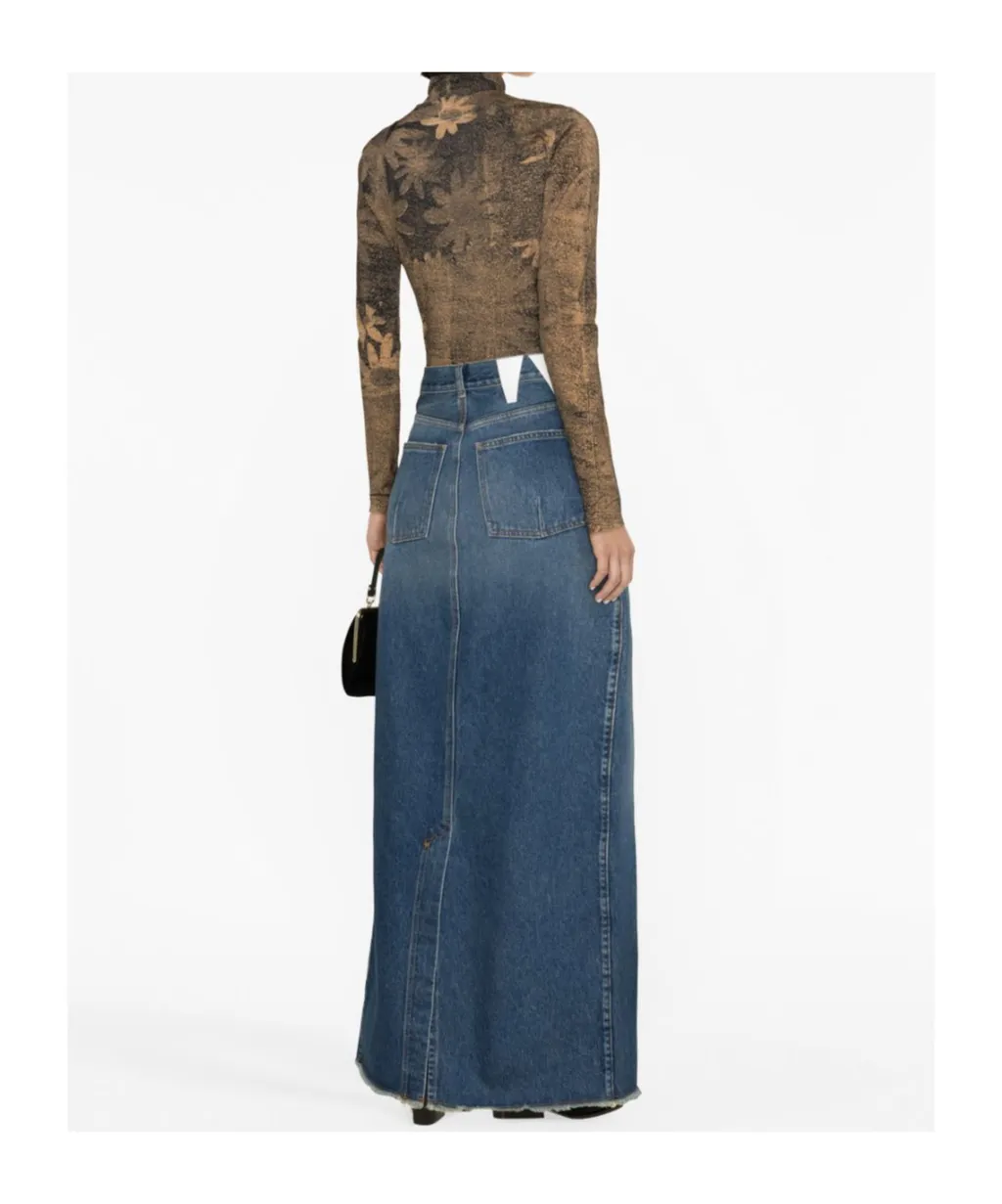 Emma Distressed Denim Maxi Skirt