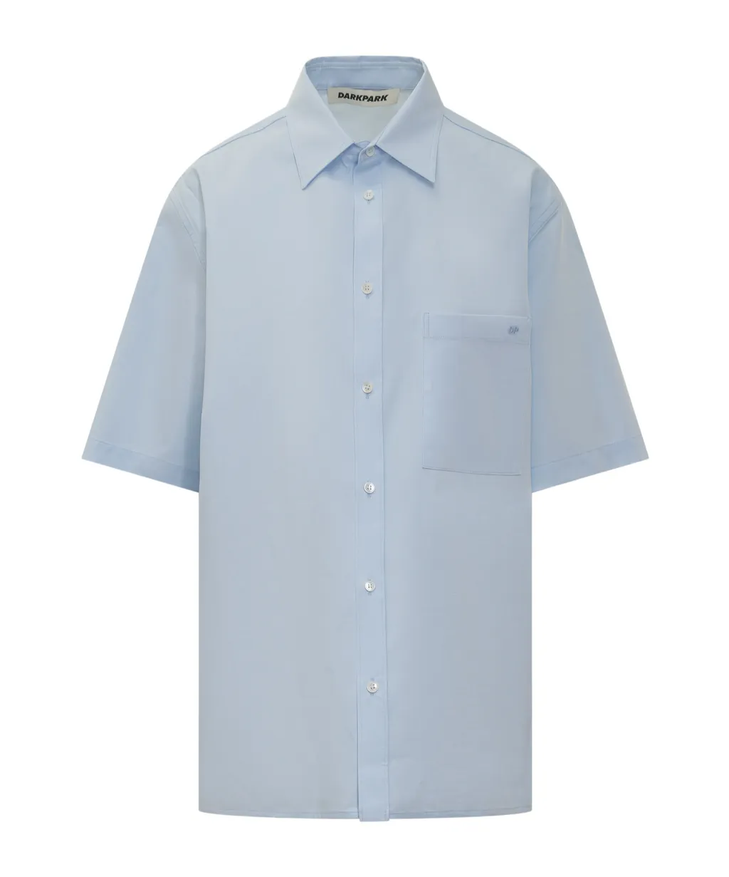 Straight-Point Collar Cotton Shirt