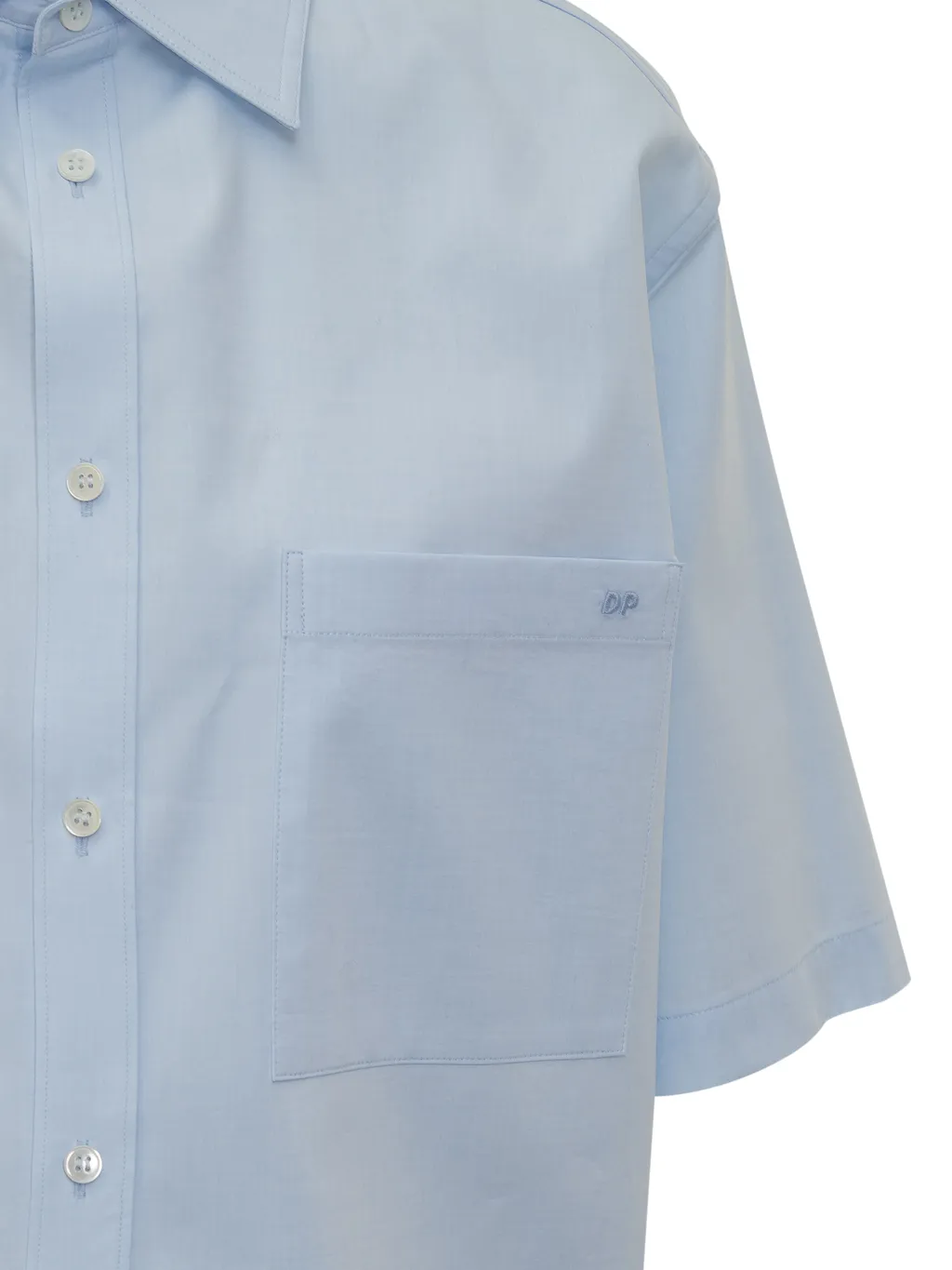 Straight-Point Collar Cotton Shirt