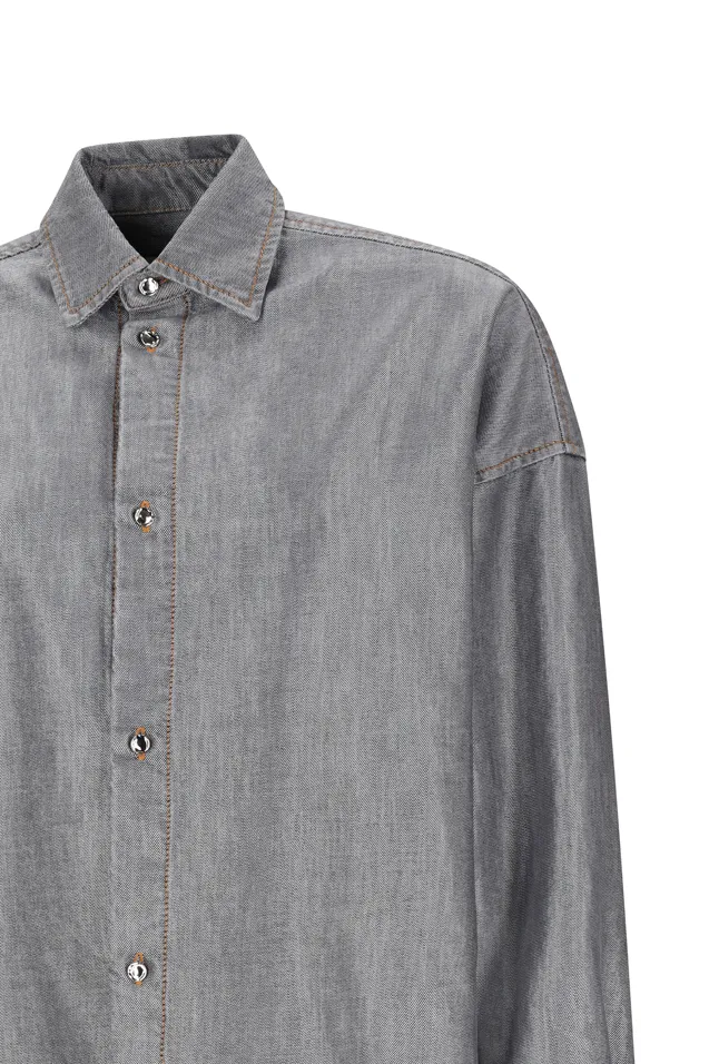 Carla Lurex Denim Oversized Shirt