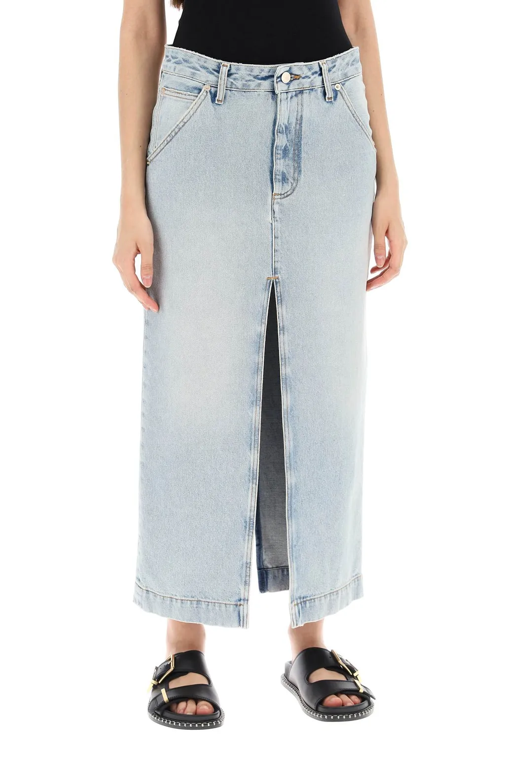 Mid-Length Denim Half-Length Skirt