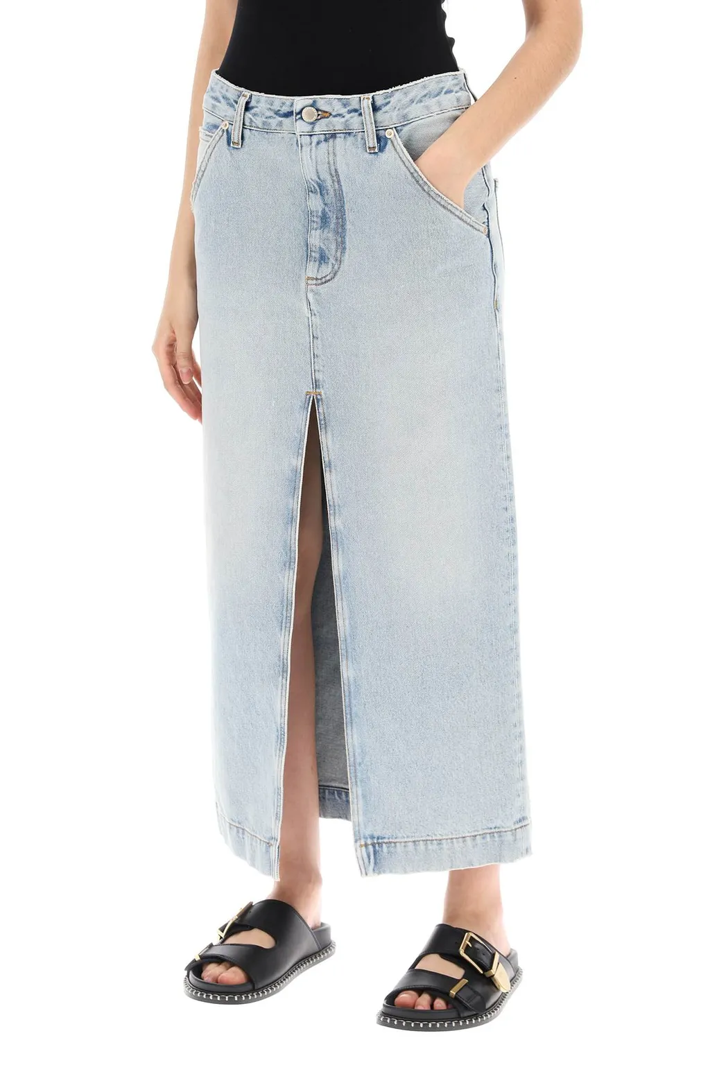 Mid-Length Denim Half-Length Skirt