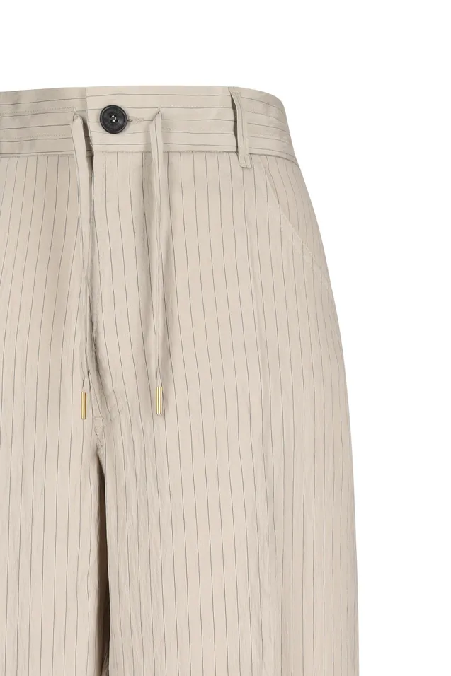 Pinstriped Wide-Leg Trousers