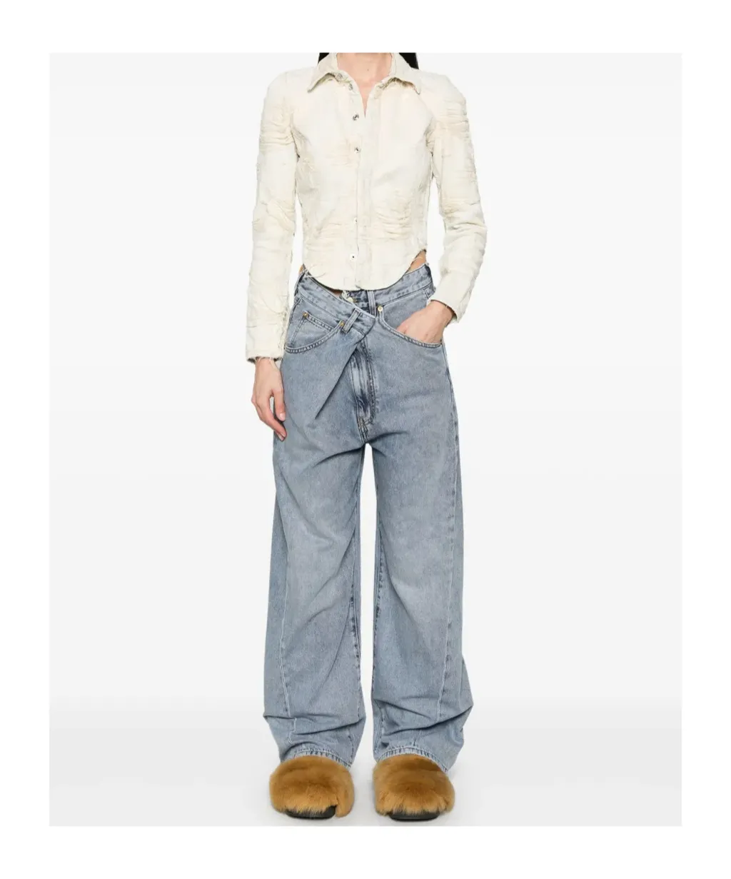 Ines Fold Over Denim Jeans
