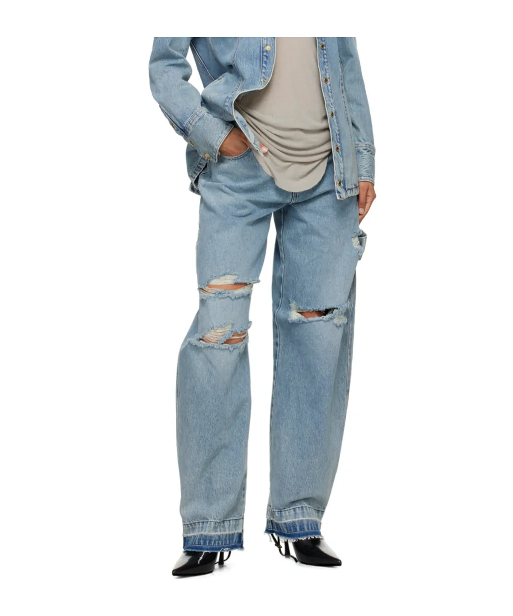 Audrey Barrel Leg Distressed Carpenter Jeans