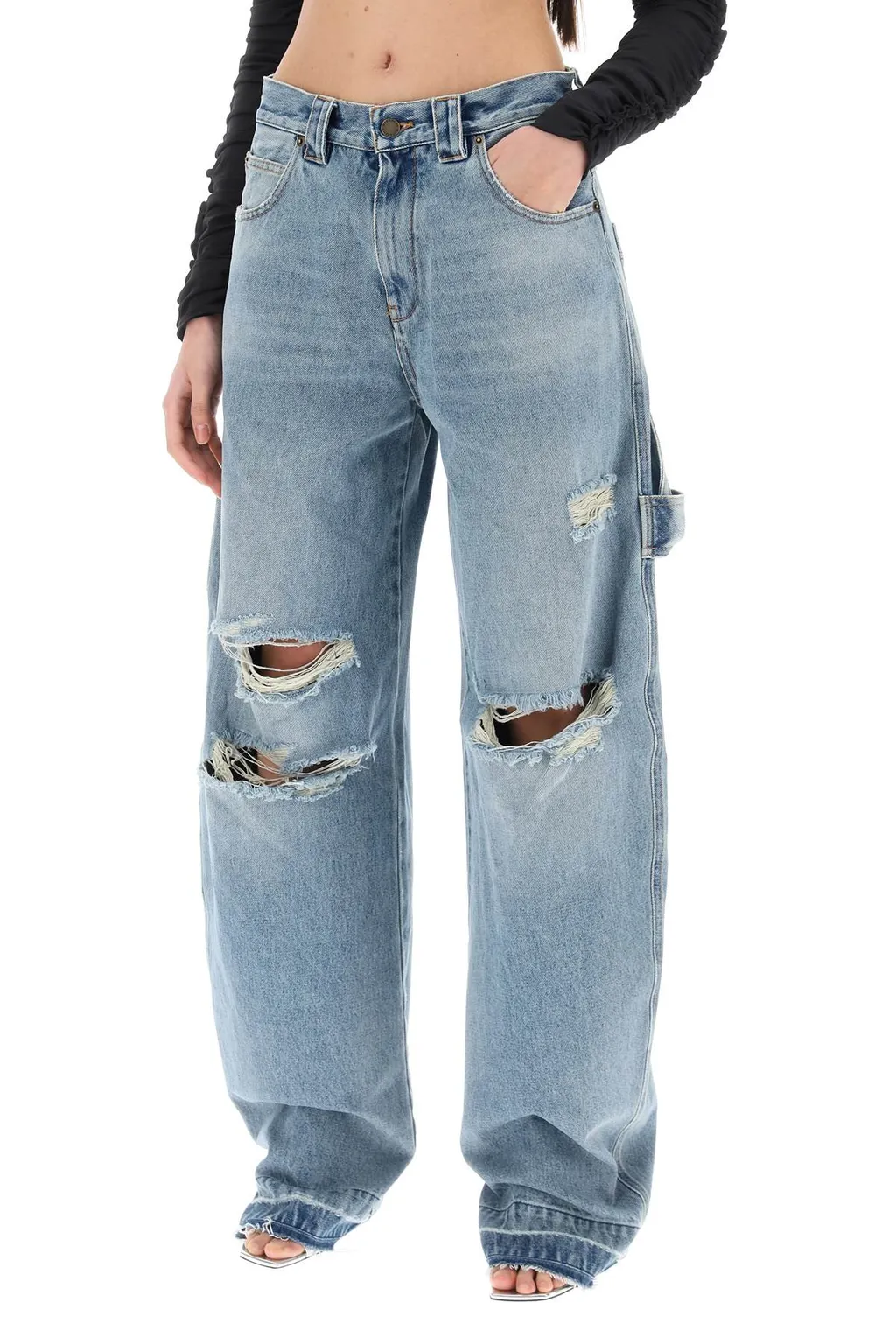 Audrey Barrel Leg Distressed Carpenter Jeans
