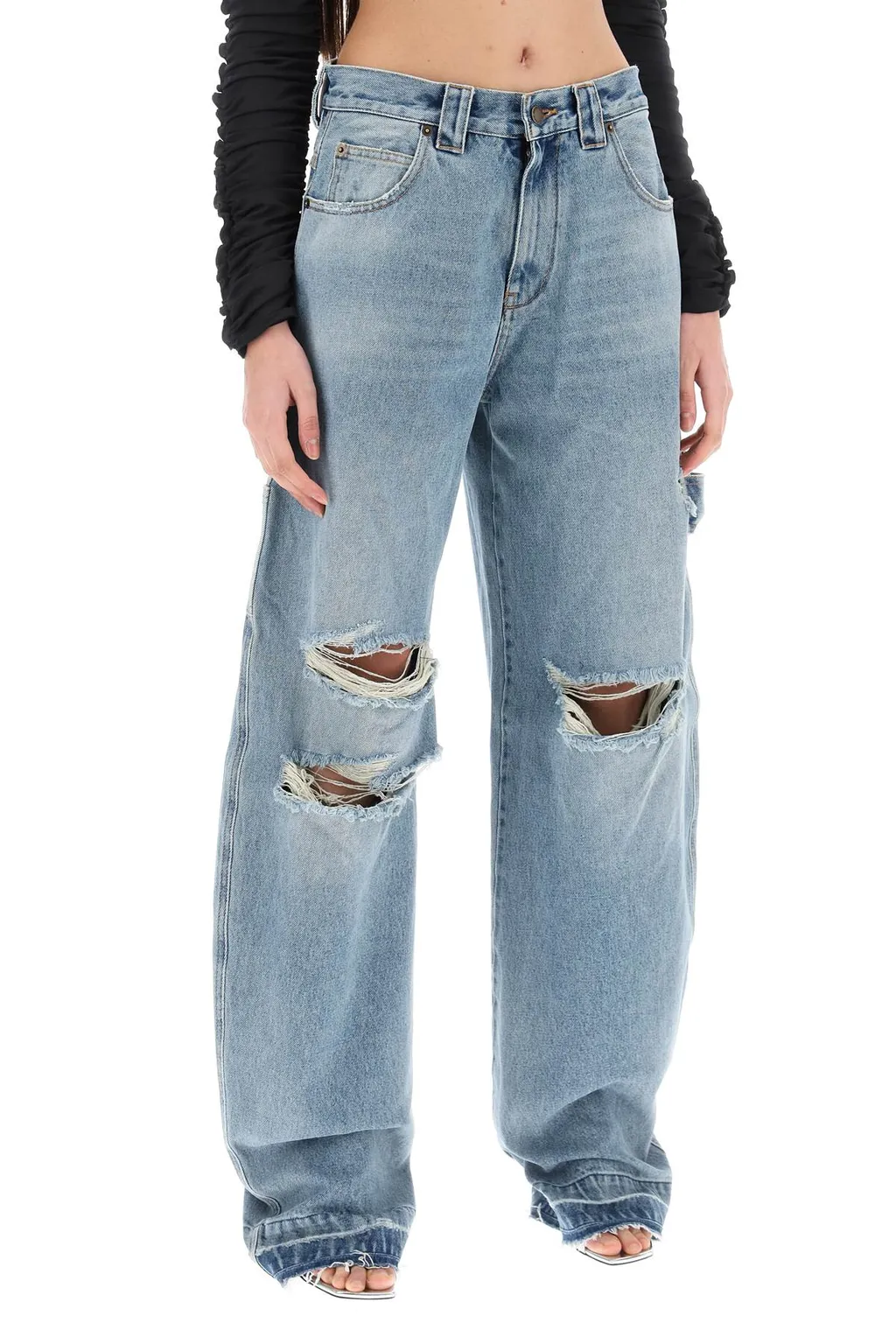 Audrey Barrel Leg Distressed Carpenter Jeans