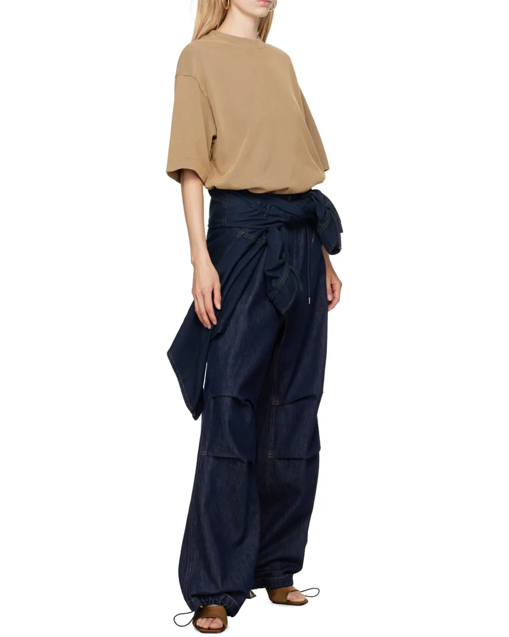 Daisy Contrast Stitched Drawstring Jeans