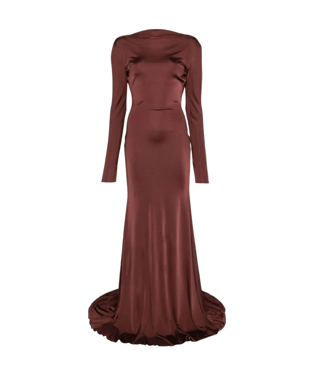 Gathered Open-Back Gown