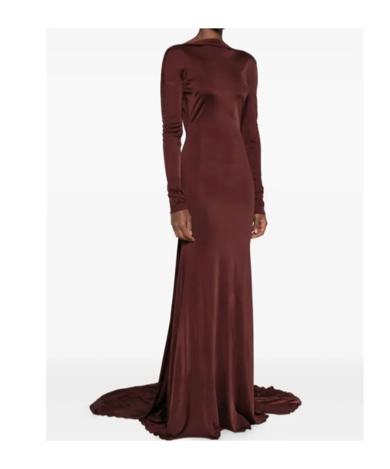 Gathered Open-Back Gown