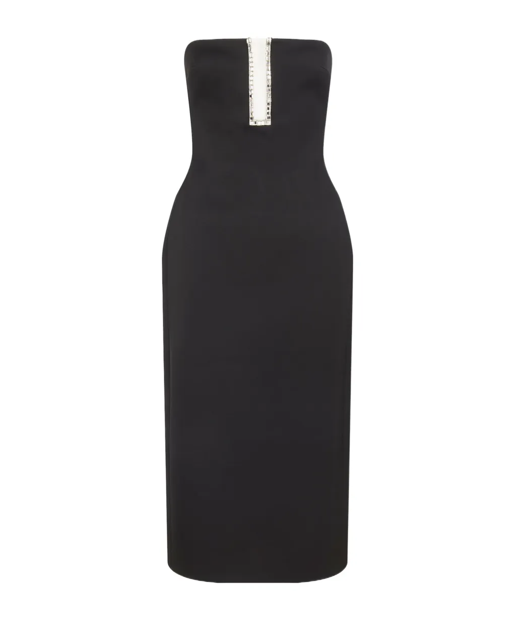 Rhinestone-Embellished Midi Dress