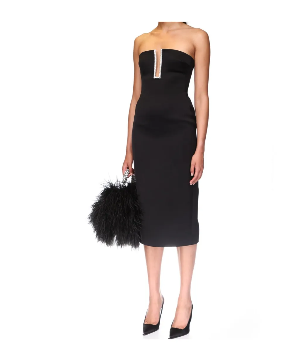 Rhinestone-Embellished Midi Dress